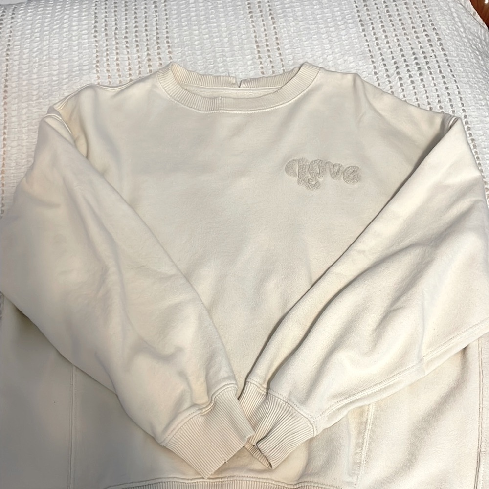 Aerie Cream Crewneck Sweater Minimalist Design